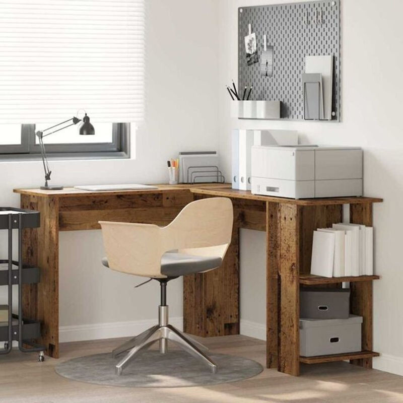 Eckschreibtisch in brauner Holzoptik von vidaxl im Retro-Industrial-Design aus Holzwerkstoff - Bild 1