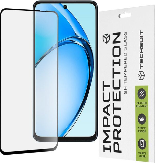 Techsuit Displayschutzfolie aus gehärtetem Glas für Oppo A60 in Schwarz - Bild 1