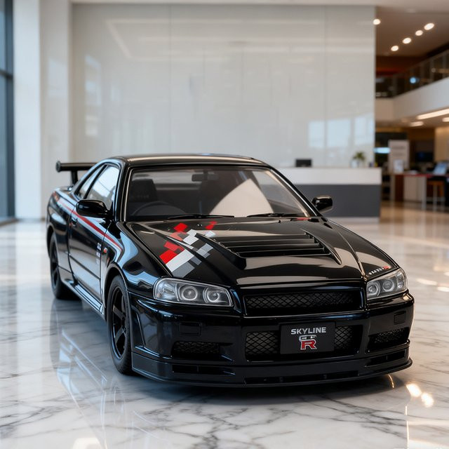 WELLY GTR R34 Skyline Modellauto, 1:24, Metall, mit Licht und Sound - Bild 1
