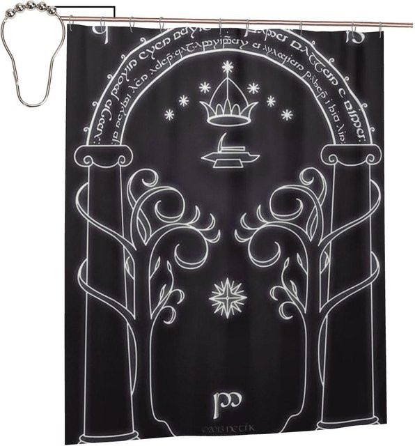 Helenal Duschvorhang Der Herr der Ringe aus Polyester, Schwarz, B: 110 cm, H: 175 cm, Wasserdicht und Schimmelresistent mit Haken - Bild 1