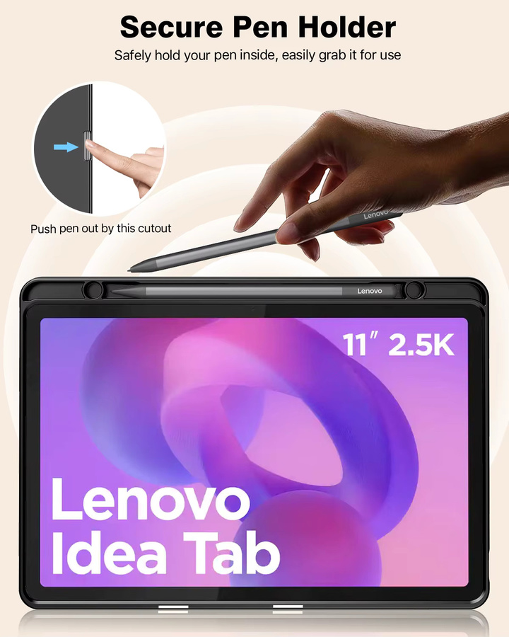 TiMOVO Schutzhülle für Lenovo Idea Tab 11 Zoll 2025 TB-336ZU/336FU mit Stifthalter und schlankem Ständer aus weichem TPU in Schwarz oder Blau - Bild 3