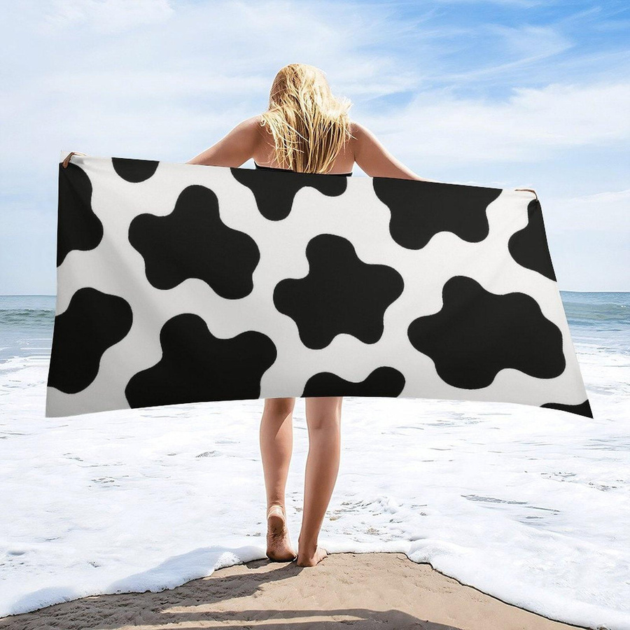 Saugfähiges und schnell trocknendes Strandtuch von Lampada mit schwarz-weißem Muster, Breite: 45 cm, Höhe: 90 cm - Bild 4