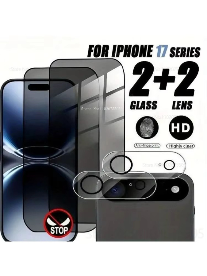 4-in-1 Schutzset für iPhone mit 2 Stück Full Cover Privatsphäre Panzerglas und 2 Stück Kameraschutz, transparent - Bild 6