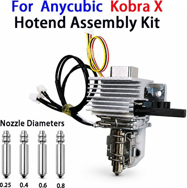 Anycubic Schnellwechsel-Hotend-Kit mit Dehnungsmesssensor in Silber, kompatibel mit Anycubic Kobra X, Ersatz-Druckkopf für FDM 3D-Drucker mit 0,25-0,8 mm Düse - Bild 1