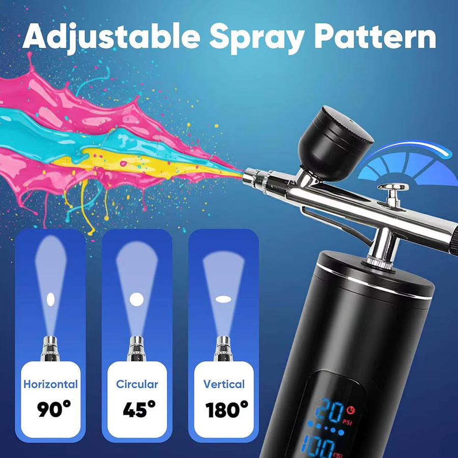 Tragbares Airbrush-Set mit Kompressor und Akku in Schwarz - Bild 2