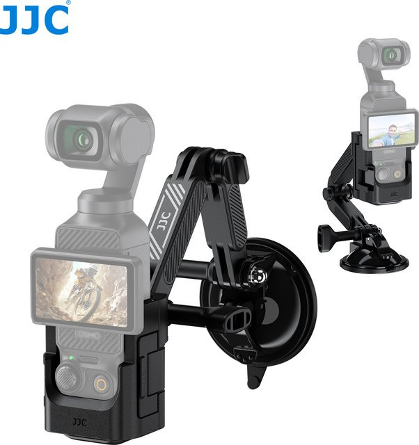 JJC Saugnapfhalterung für DJI Pocket 4, Auto-Halterung für Windschutzscheibe und Armaturenbrett, Erweiterungsadapter Zubehör, Schwarz - Bild 1
