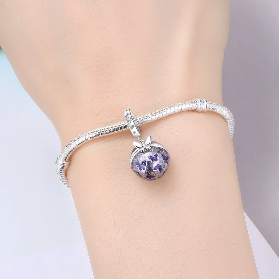 Orstarry Armband Charm, 925 Silber, Perle, Lila Schmetterling - Bild 2