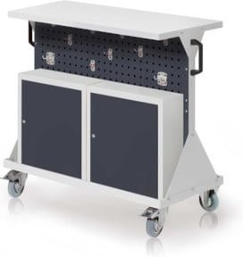 Kappes RasterMobil Gr. 2 Rollbarer Rollwagen mit 4 Lochplatten und Ausstattung, Farbe: Grau, Höhe: 93 cm - Bild 1