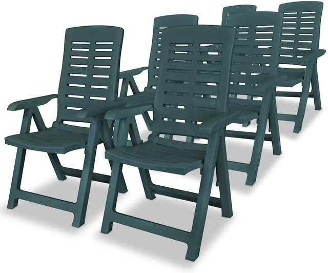 Furnicato Garten-Liegestühle Set aus Kunststoff in Grün, 6 Stück, B/T/H: 110 x 61 x 108 cm - Bild 1