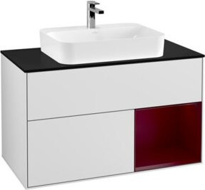 V&B Waschtischunterschrank Finion 100 mit LED-Beleuchtung und Regalfach, Weiß lackiert - Bild 1