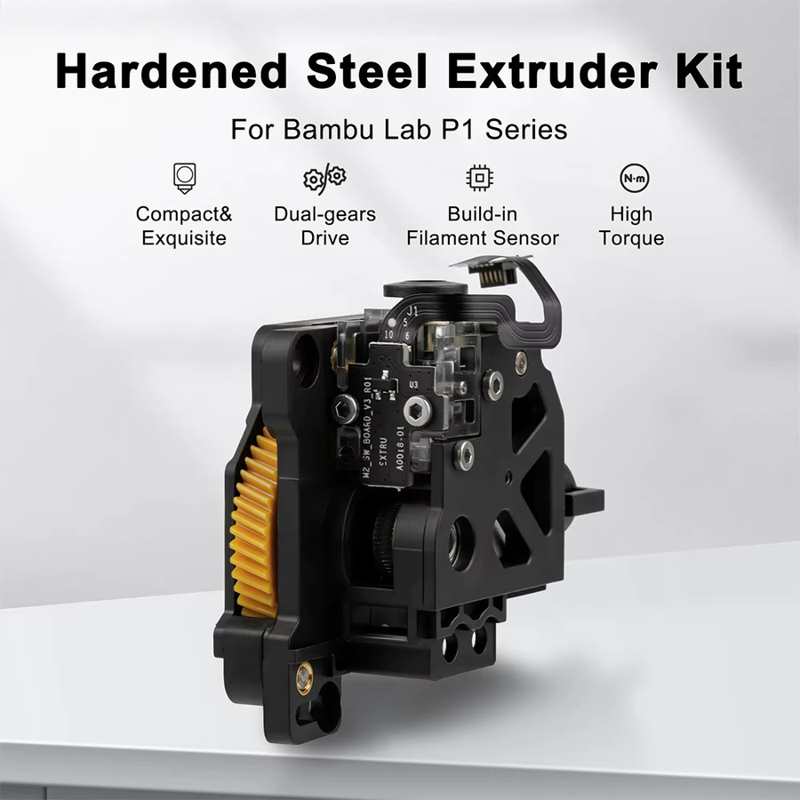 Bambu Lab Ersatzteil: Leistungsstarker Extruder mit gehärtetem Stahlgetriebe für X1C P1S P1P FDM 3D-Drucker, Schwarz - Bild 2