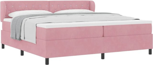 vidaXL Boxspringbett mit Matratze und Kopfteil in Rosa, Samt, B/T/H: 200 x 200 x 24 cm - Bild 1