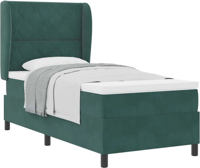 vidaXL Boxspringbett mit Matratze und Taschenfederkern in Grün, B/T/H: 90 x 190 x 140 cm - Bild 1