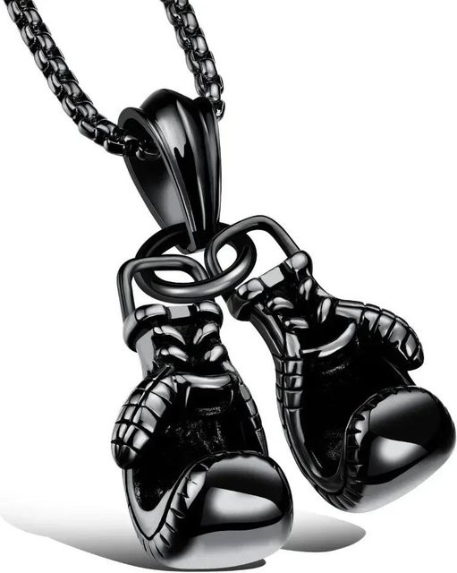 YIRAN Jewelry Halskette mit Anhänger, Doppelter Boxhandschuh, Kupfer, Schwarz, Damen - Bild 1