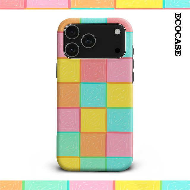 Handyhülle im Macaron-Farbenblock Design für Apple iPhone 11 bis iPhone 17 Pro Max Plus, mehrfarbig mit doppelschichtiger Rückseite - Bild 1