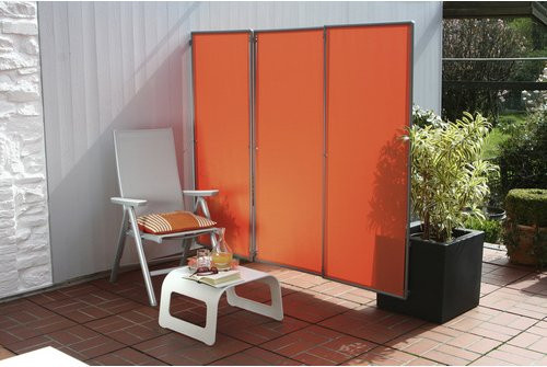 Floracord Paravent Wind- und Sichtschutz aus Aluminium und Polyester in Terracotta, Breite: 210 cm, Höhe: 170 cm - Bild 2