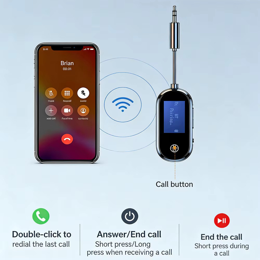KEBIDU Bluetooth 5.4 Audio-Adapter 2-in-1 Sender und Empfänger mit 3,5 mm AUX Anschluss, Schwarz - Bild 5