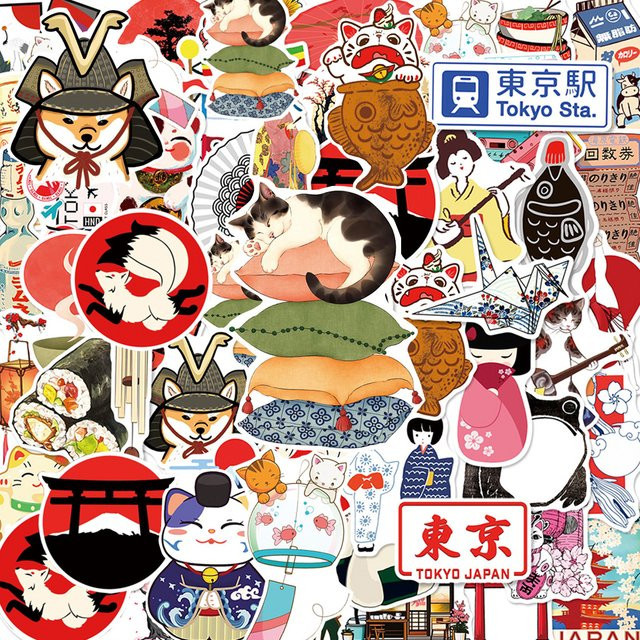 Rspctou Japanischen Stil Traditionelle Kultur Cartoon Aufkleber, Bunt / Mehrfarbig - Bild 1