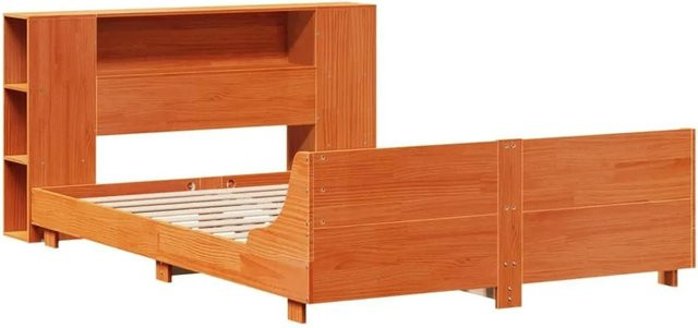 vidaXL Massivholzbett aus Kiefernholz in Braun, rustikales Bett ohne Matratze, B/T/H: 140 x 200 x 82 cm - Bild 1