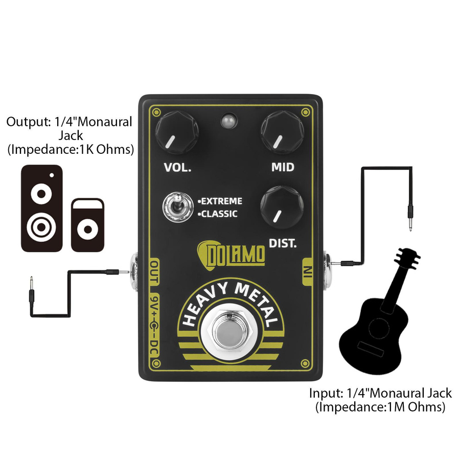 Dolamo Heavy Metal Gitarren-Effektpedal High Gain Distortion in Schwarz - Bild 7