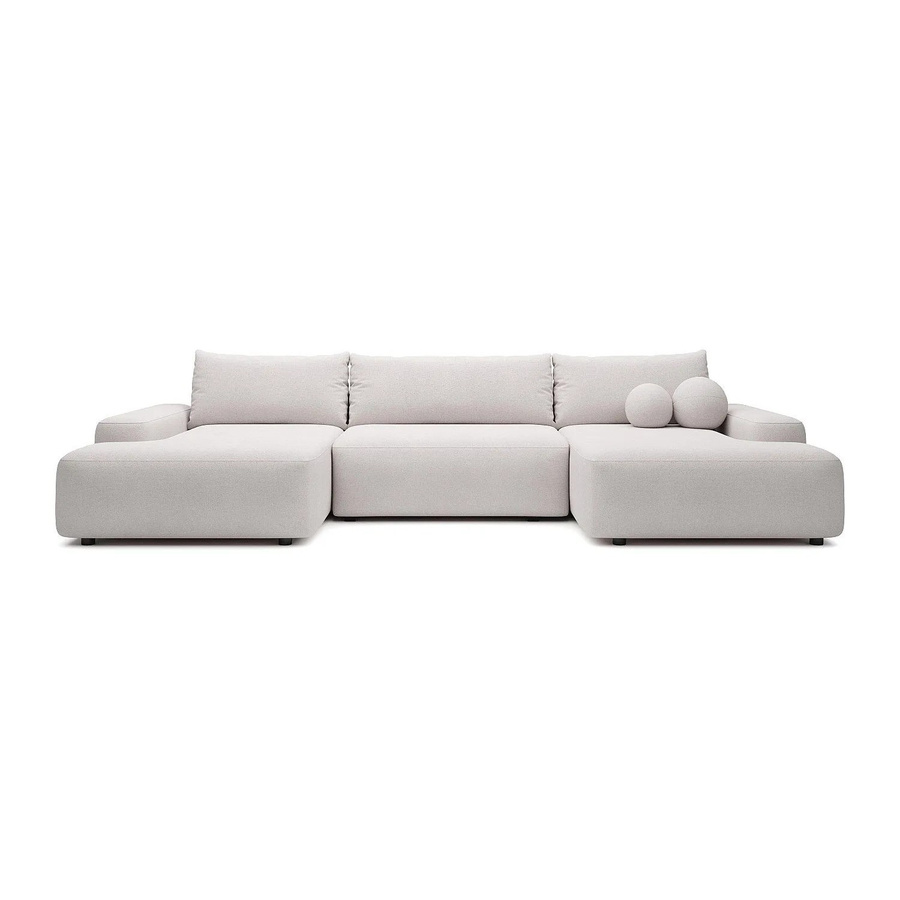 Vente-unique Schlafsofa Daviso in Beige mit L-Form und Stoffbezug, Breite: 360 cm - Bild 2