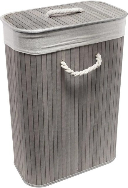 Euroshowers Wäschetruhe aus Bambus mit Deckel, faltbar, Grau, 75 l - Bild 1