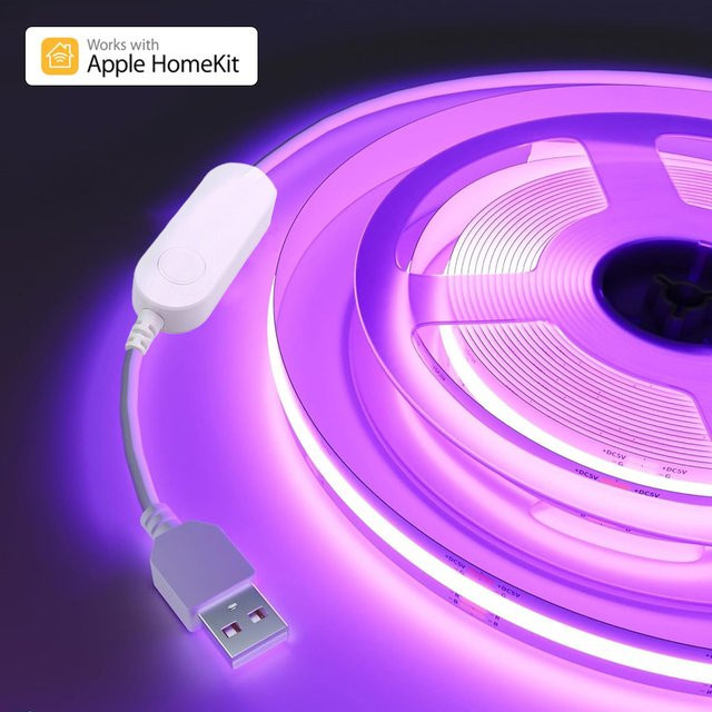 CENFAYA COB RGB LED Streifen mit Apple HomeKit, WiFi und USB, dimmbar, Multicolour, ideal als TV Hintergrundbeleuchtung oder für Schrank und Schlafzimmer - Bild 1