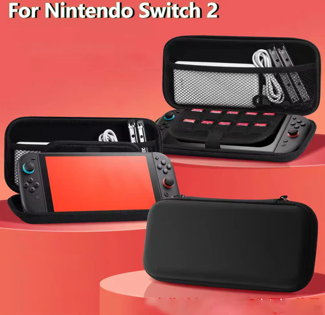 Tragbare EVA Hartschalen-Tragetasche für Nintendo Switch in Schwarz mit Spielkartenfächern - Bild 1
