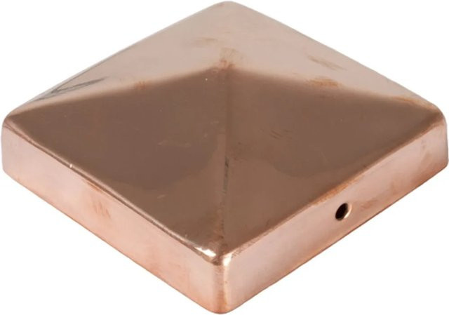 T & J Pfostenabdeckung aus Metall in Kupfer mit Pyramidenform, Breite: 9 cm, Tiefe: 9 cm, Höhe: 9 cm - Bild 1