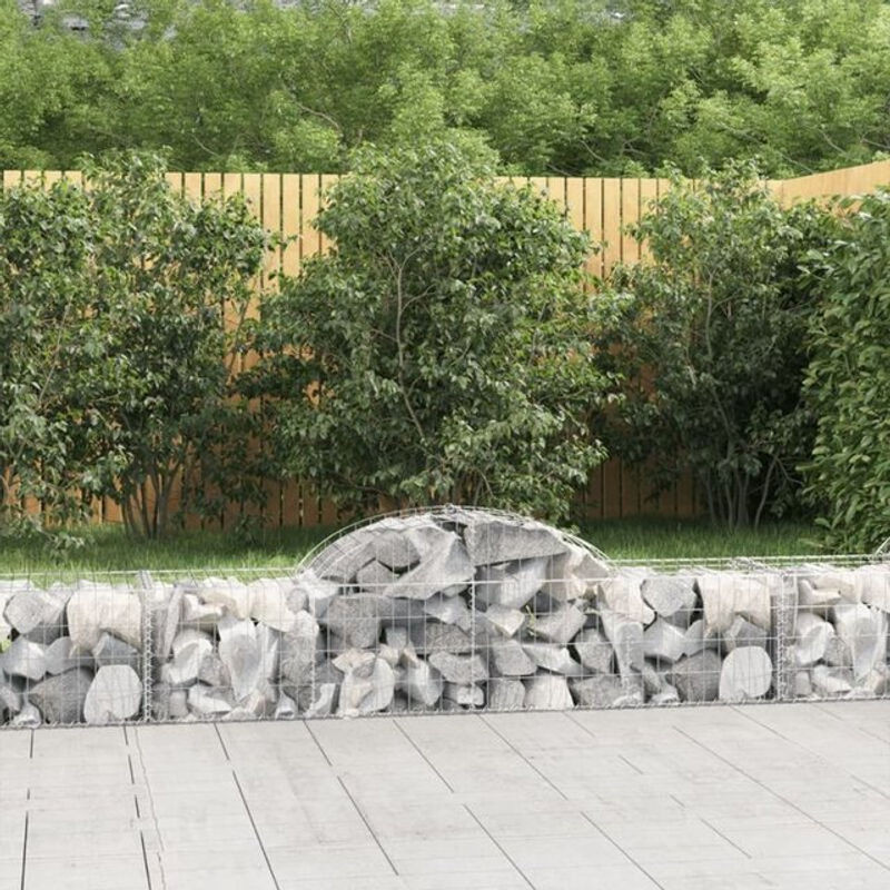 Vidaxl Gabionen mit Hochbogen 25 Stück aus verzinktem Eisen in Silber und Grau, B/T/H: 200 x 50 x 40/60 cm - Bild 1