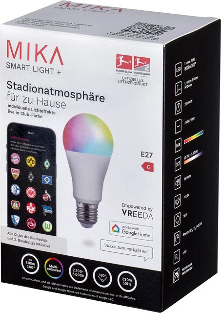 Just Light Smart Light Mika Stadionatmosphäre LED-Leuchtmittel E27 10W RGBW Multicolour Transparent - Bild 2