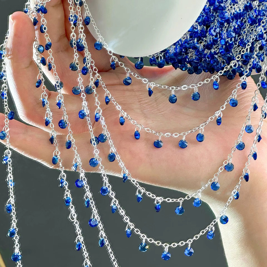 MOONMADE Halskette, Blue Crystal Tassel Chains, Zircon, 0,5/1/2 Meter - Bild 2