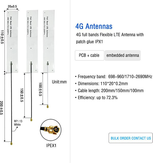 ANDPROG LTE-Antenne 698MHz-2690MHz Flexibel Selbstklebend Eingebettete 4G-Antenne in Weiß mit 1.37 I-PEX Anschluss - Bild 1