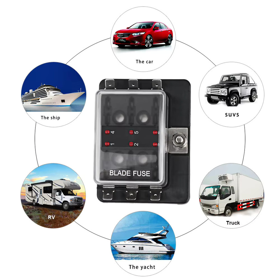Universal 6-Wege Sicherungsblock für Standard Blade Sicherungen 12V in Schwarz für Auto und Marine - Bild 4