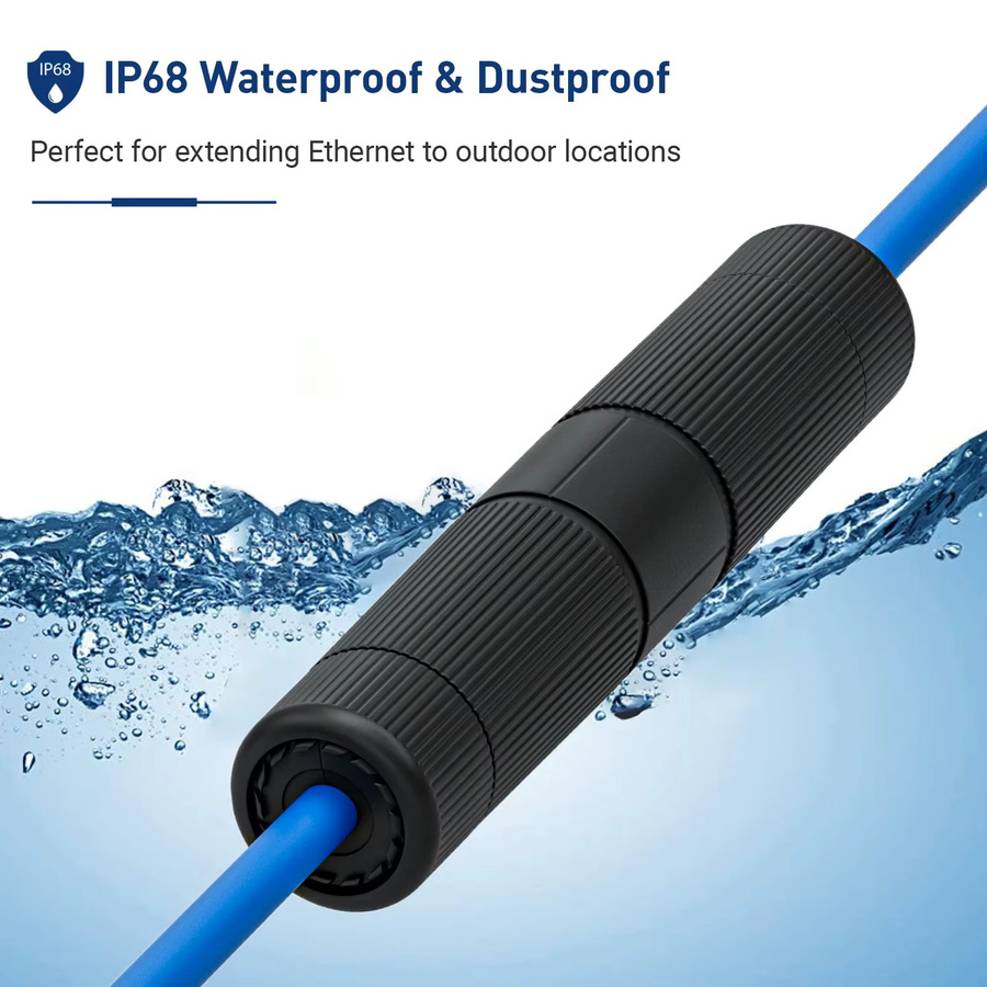 ZoeRax RJ45 Wasserdichter Koppler IP68 CAT6 CAT5E CAT5 Buchse auf Buchse Ethernet LAN Kupplungsstecker für den Außenbereich in Schwarz - Bild 2