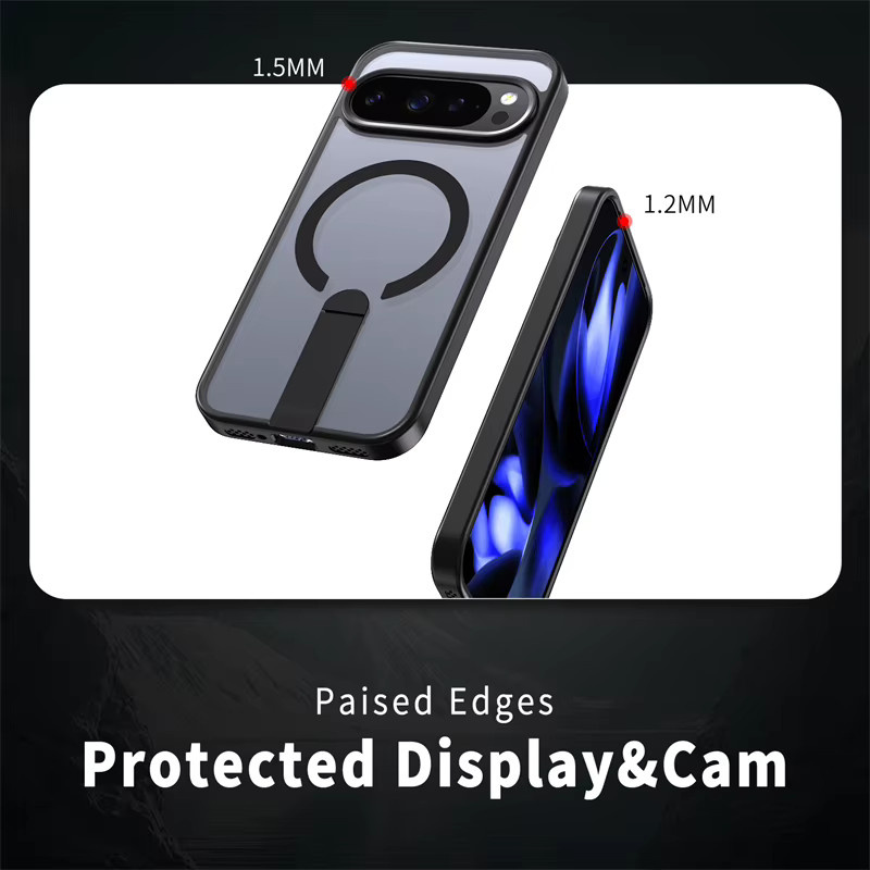 Magnetische Schutzhülle für Google Pixel 9, 9 Pro, 10 Pro XL und 10A mit verstecktem Metallständer in Schwarz - Bild 4