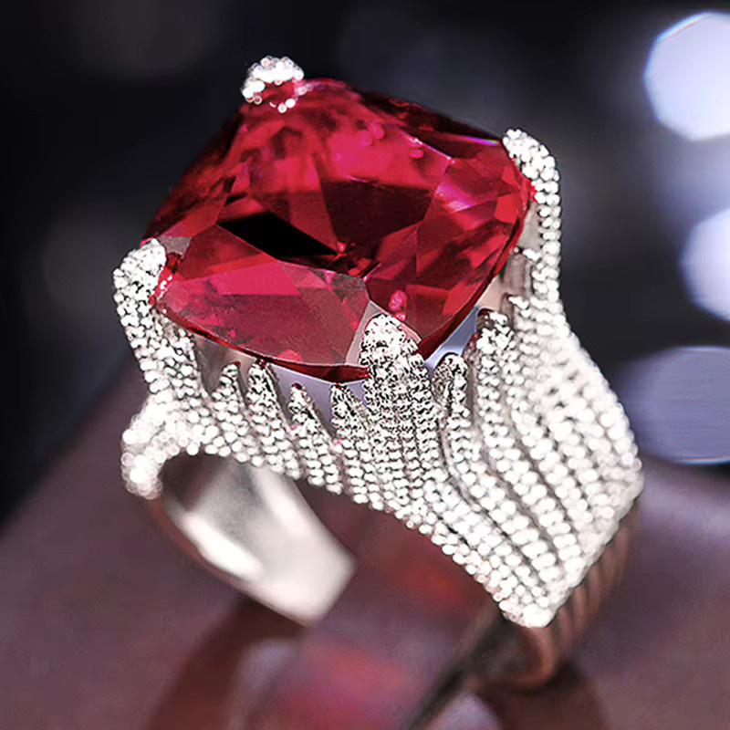 Huitan Ring, roter Zirkonia, Silber, Damen - Bild 4