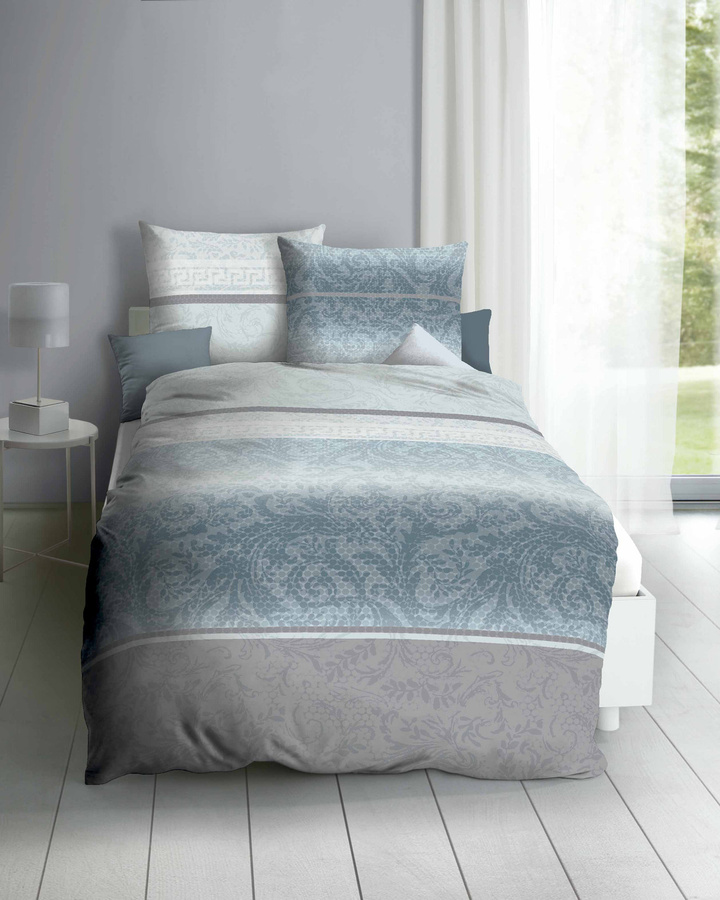 Adonia 017 Bettwäsche-Set aus Mako-Satin mit floralem Design in Nature, B/H: 155 x 220 cm - Bild 1
