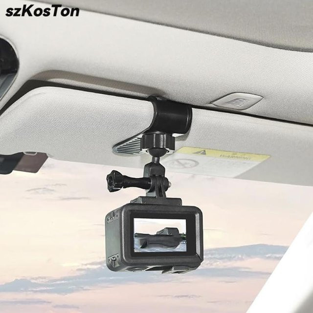 SZKOSTON Kamera Halterung Clip für Sonnenblende, kompatibel mit GoPro Hero 13 12 11 10 9, DJI OSMO Action 6 5 Pro 4 und Insta360 X5 X4 X3, Schwarz - Bild 1