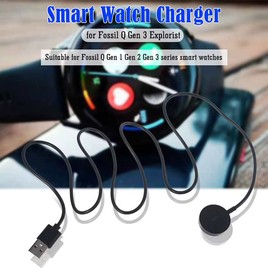 VODOOL Magnetisches USB-Ladegerät in Schwarz für Fossil Gen 1, Gen 2 und Gen 3 Smartwatches, 1 m Ladekabel mit Kurzschlussschutz - Bild 1