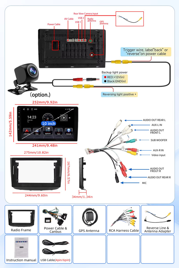 ESSGOO Android 15 Multimedia-Autoradio für Mercedes-Benz Vito und Viano W639 (2003 - 2015) mit GPS, WiFi, Bluetooth und DAB+ Adapter in Schwarz - Bild 6