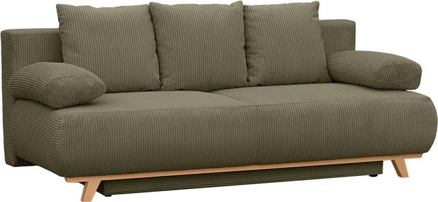 HOMCOM Schlafsofa 3-Sitzer mit Bettfunktion und Stauraum in Cord-Optik, Dunkelgrün, B/T: 188 x 140 cm - Bild 1