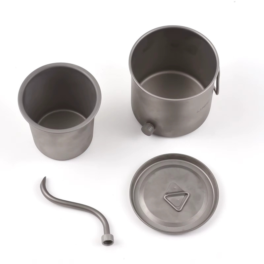 LIXADA Titan Kaffeekanne mit Schwanenhals für Camping und Reisen, Grau, 400 ml - Bild 3