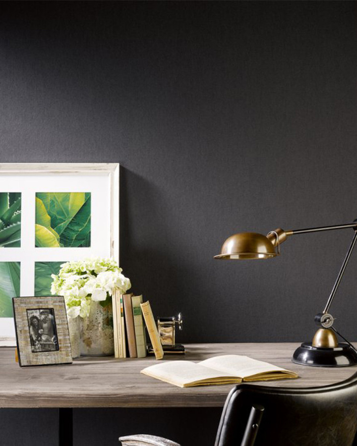 Flamant Wallpaper Lin Noir de Lune Vlies Tapete in Grau und Schwarz mit mattem Finish - Bild 1