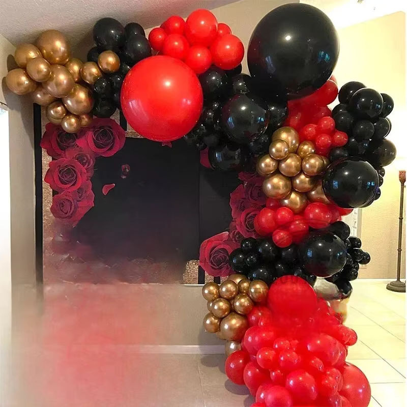 127 Stück Luftballon-Set für Girlandenbögen in Rot, Schwarz und Gold zur Partydekoration für Geburtstag, Hochzeit oder Valentinstag - Bild 4