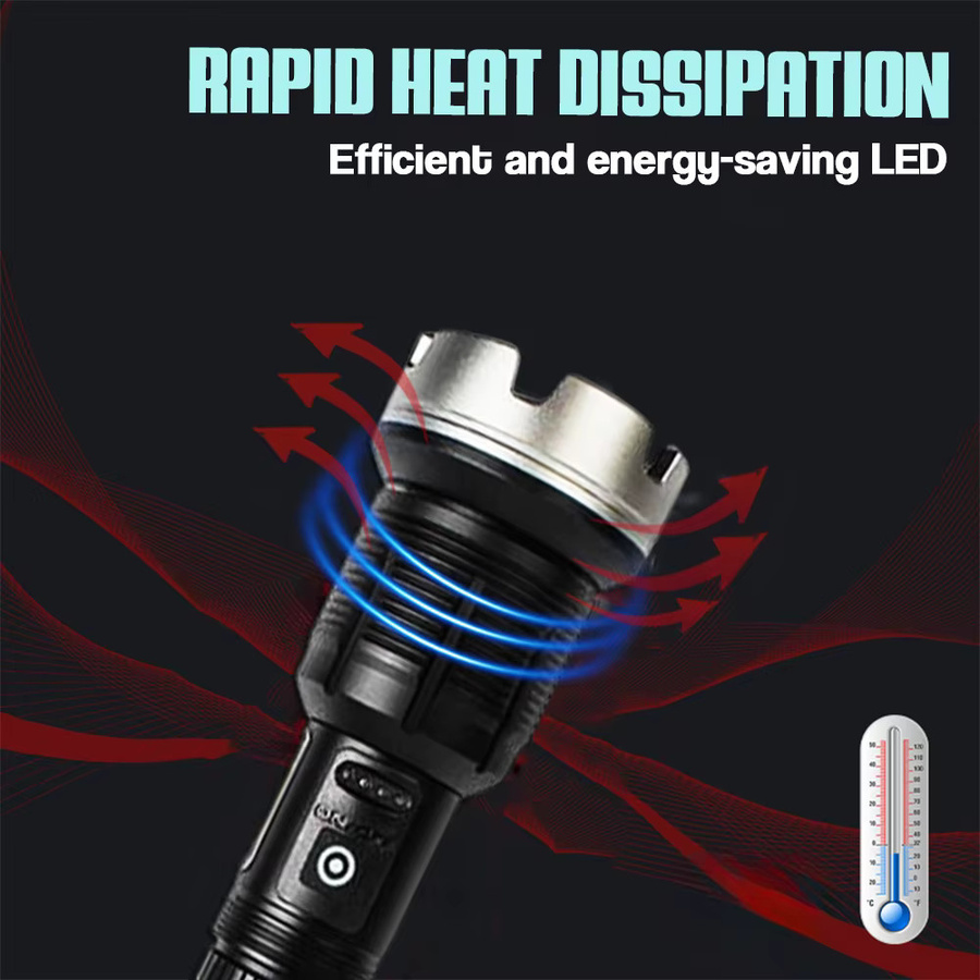 KENSUN LED Taschenlampe mit XHP360, USB-wiederaufladbar, zoombar, Schwarz - Bild 3