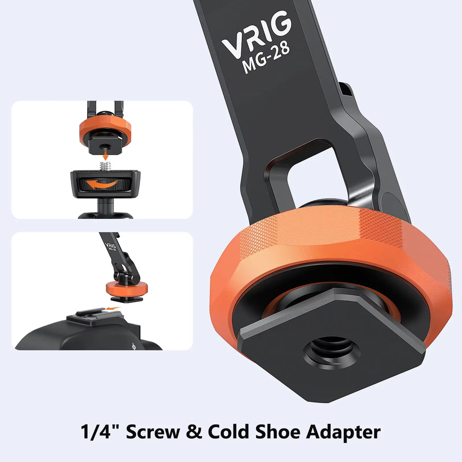 VRIG Magnetische Handyhalterung aus Aluminiumlegierung für MagSafe iPhone 17 16 in Schwarz mit Cold Shoe Mount und Stativadapter - Bild 3