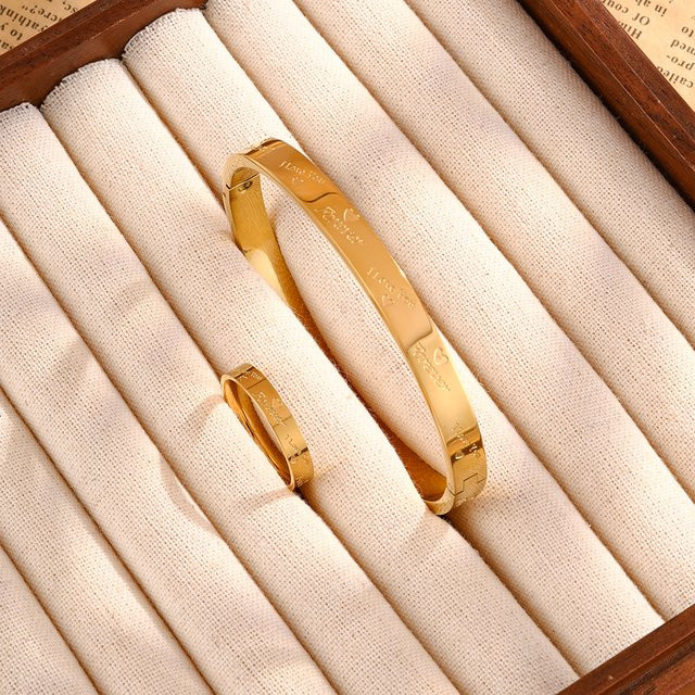 ZAKOL Armband Ring Set, Edelstahl, Gold, Unisex - Bild 1
