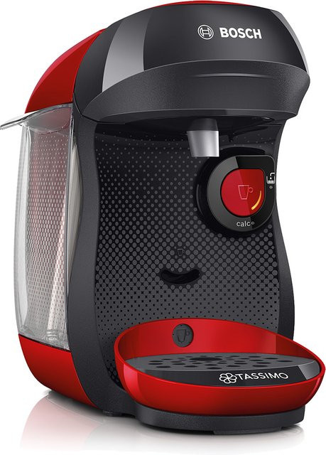 Bosch Tassimo Happy TAS103E Kapselmaschine in Schwarz-Rot mit Kapselerkennung und herausnehmbarem Wassertank - Bild 1