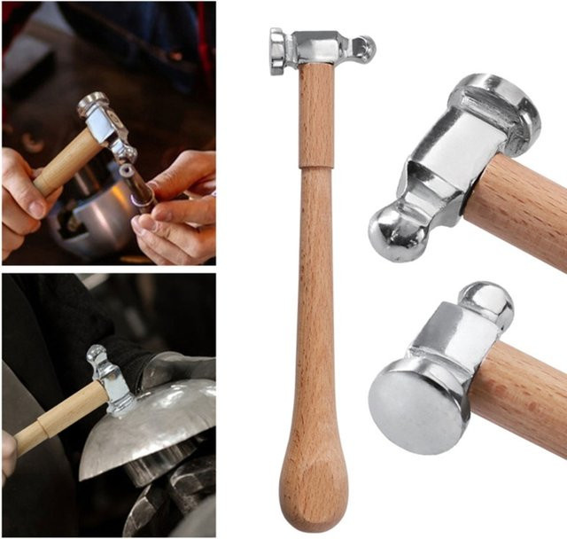 Kugelhammer aus Kohlenstoffstahl mit Holzgriff in Silber für Metallarbeiten und das Bauwesen - Bild 1